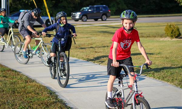 Students walk to school